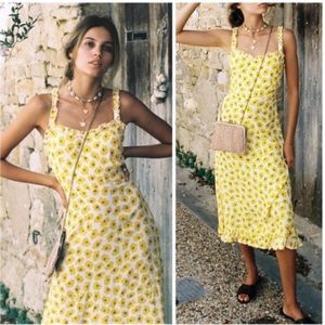 NWT Faithfull The Brand Noemie Midi Dress Marigold